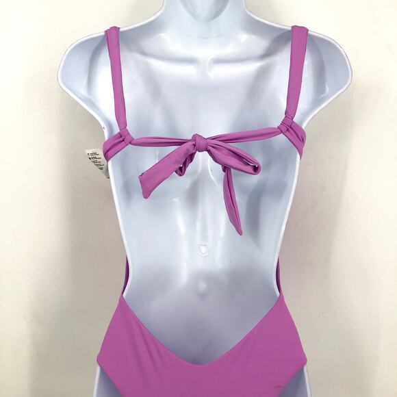 L*SPACE Kendal One Piece Swimsuit Small Purple Lavender Cut Out Tie Back NWT - Picture 7 of 12